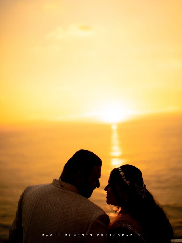Cinematic Sunset Wedding Silhouette